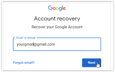 recovery of Gmail account