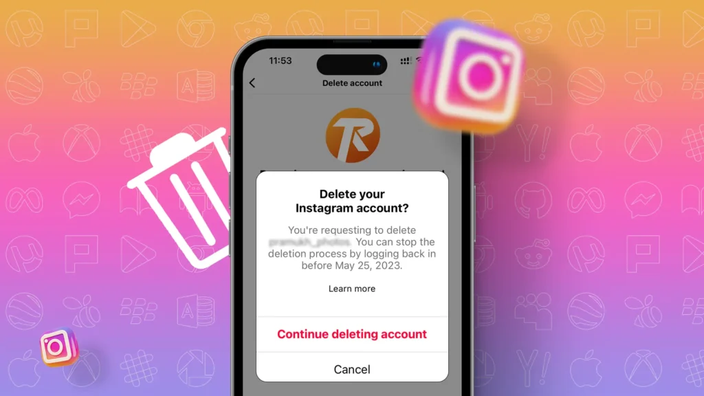 delete instagram account