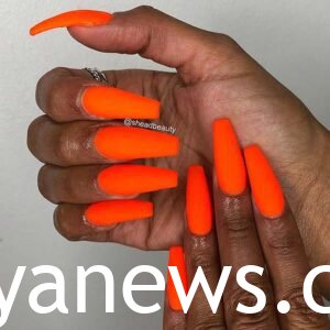 Orange fall nails solid Matte Orange