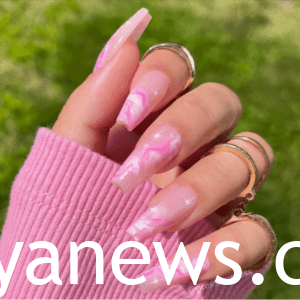 Fall pink nails pink marble nails