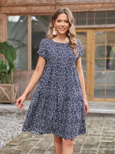 Emery Rose: ditsy flora batwing sleeve dress
