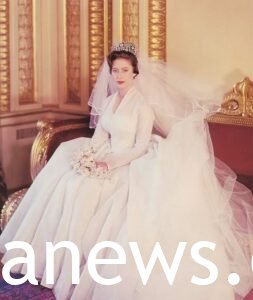 princess Margaret in a white silk dress