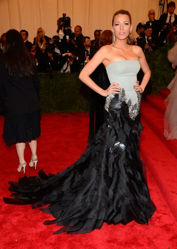 Blake lively Met Gala in a black and white gown
