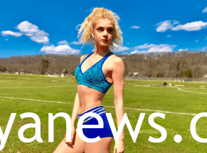 Elena Kampouris in blue