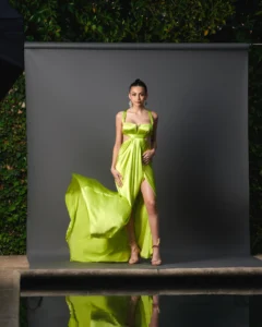 Josie Totah in a green gown