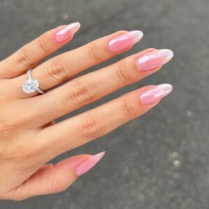 Hailey Bieber Nails; strawberry graze