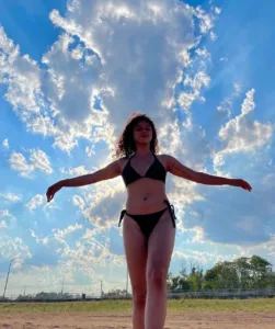 Kiana Madeira in a black bikini