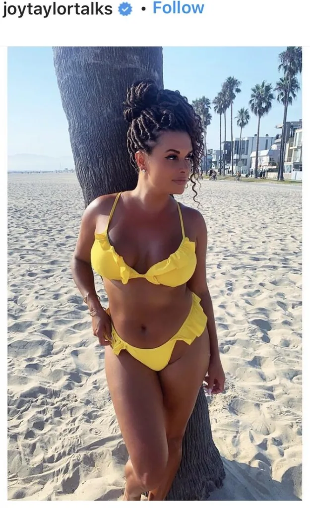 Joy Taylor in a yellow bikini