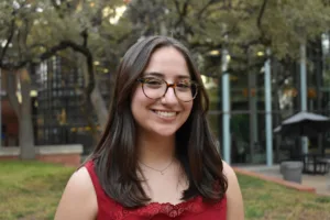 Abby Hernandez looking happy