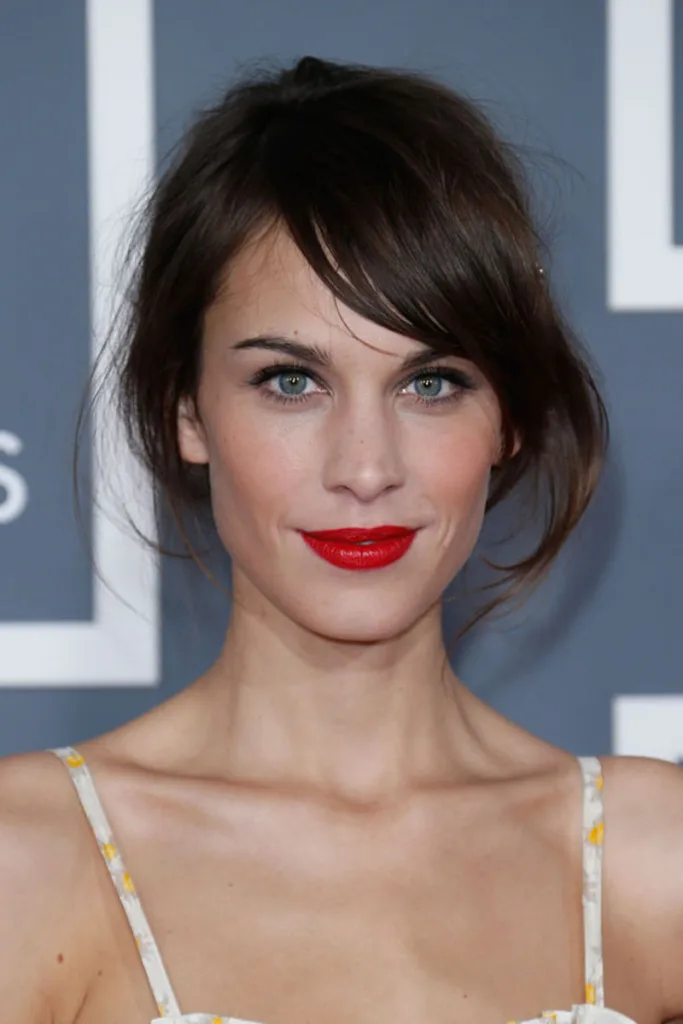 Alexa Chung with red lips