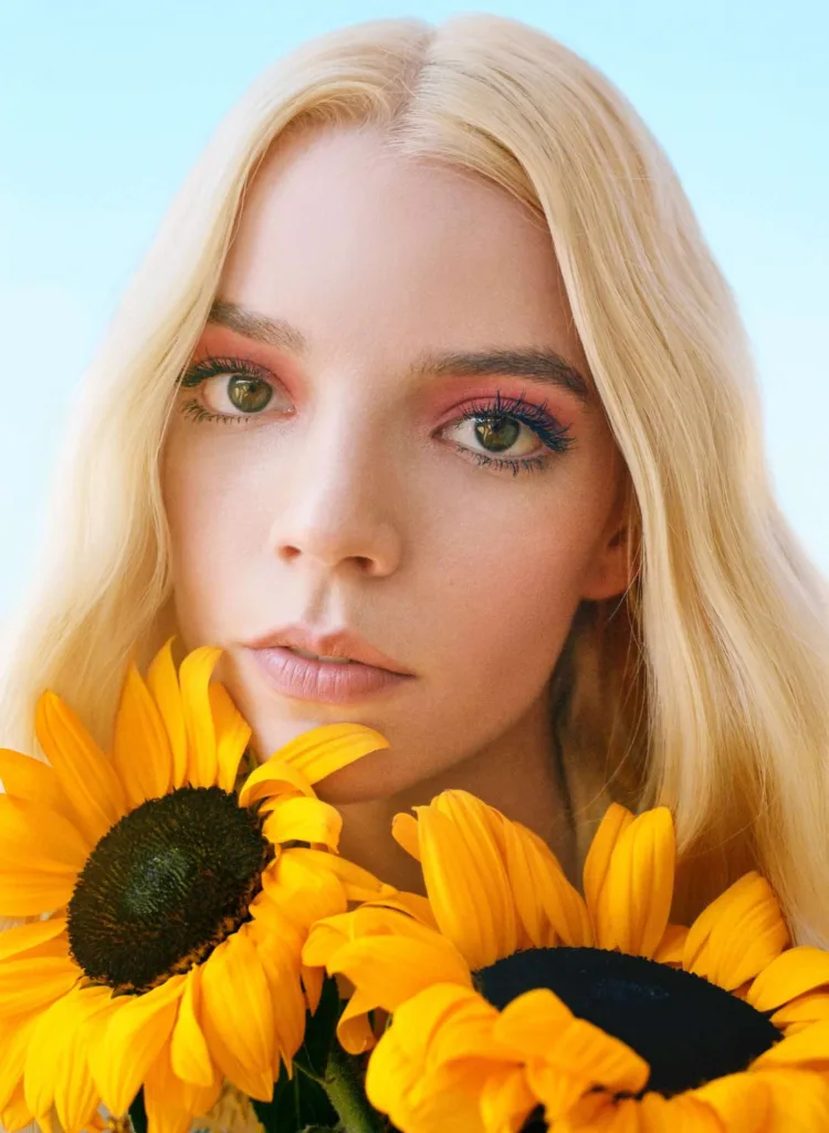 Anya Taylor-Joy with flowers