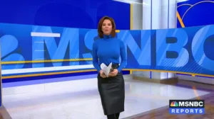 Stephanie Ruhle in a leather dress