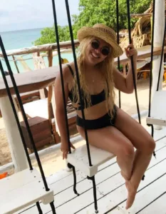 Hayley Kiyoko in a black bikini