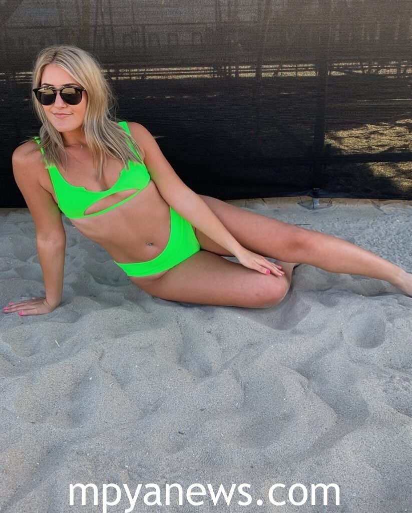 Madison Thompson in a green bikini