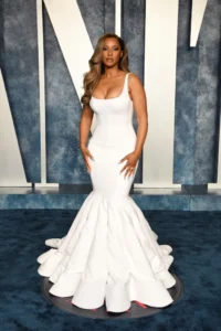 Savannah James in a white gown