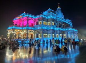 Prem Mandir during the night