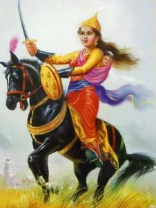 Rani Laxmi Bai on a horse