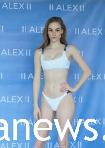 Madison Lintz in a white bikini
