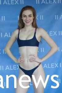 Madison Lintz in a blue bikini