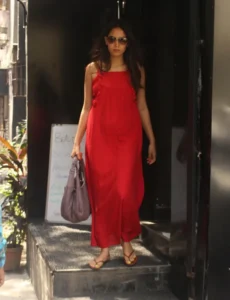 Mira Rajput in a red dress