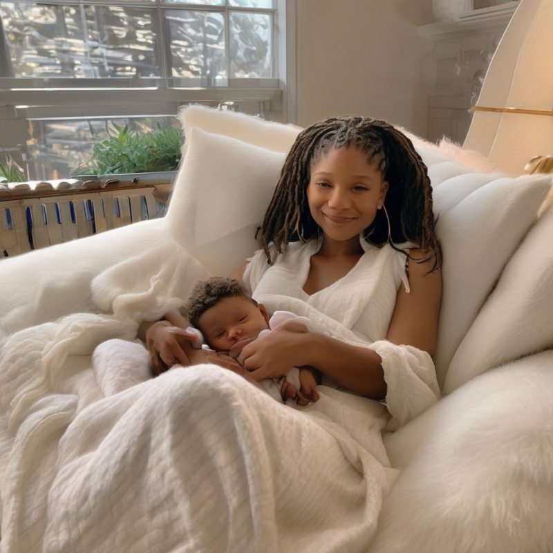 Halle Bailey and her baby