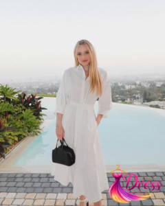 white: Dakota Fanning dress