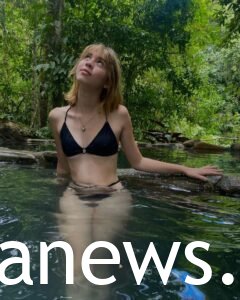 Callie Haverda in a black bikini