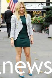 Hilary Duff in a green dress