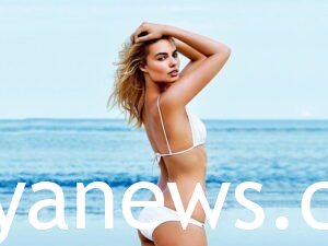 Margot Robbie in a white bikini