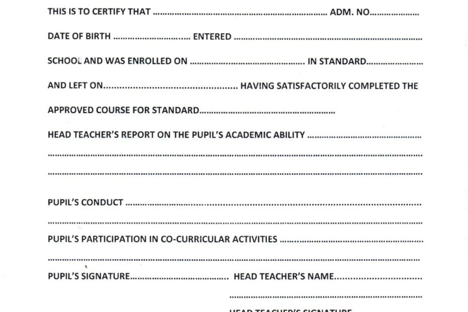 Download the Kenya Primary School Leaving Certificate 5 Kenya primary school leaving certificate