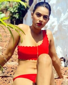 Nia Sharma hot red bikini