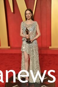 Emma Stone with her polka dot dress