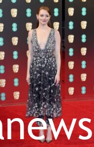 Emma Stone with her silvery dress