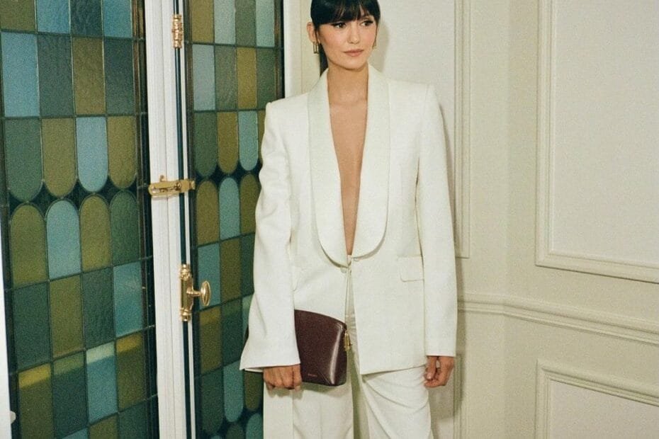 Nina Dobrev: on a white suit