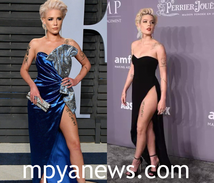 sexy and cute Halsey in high slit dresses