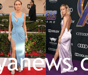 Brie Larson stylish high slit dressses