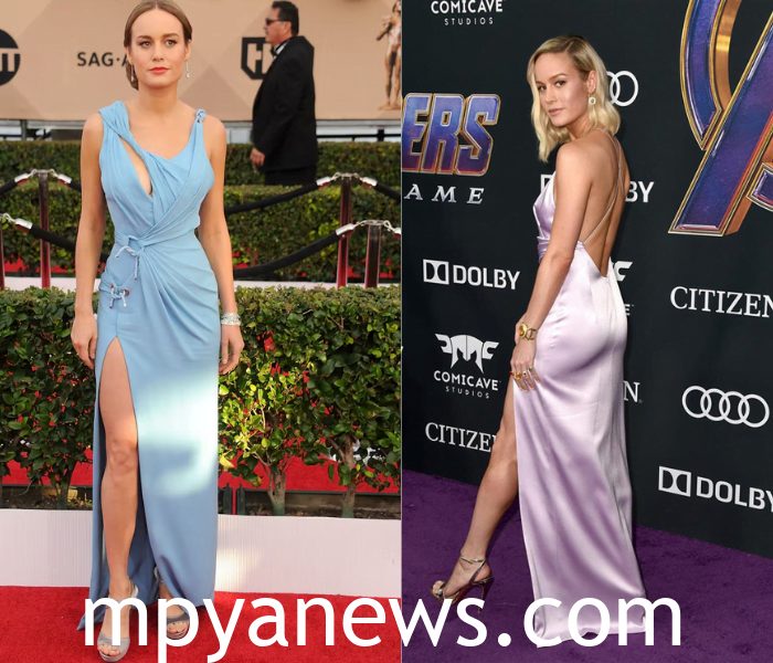 Brie Larson stylish high slit dressses