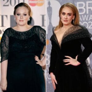 Adele Weight Loss: on a black dress