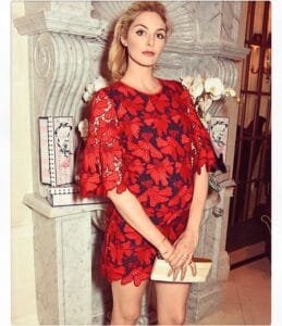 Tamsin Egerton net worth:in a red dress