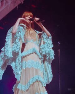 Florence Welch Facts: on a sky blue dress