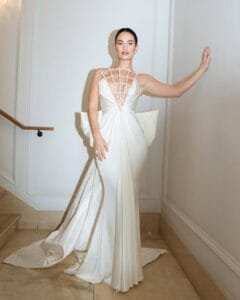 Lily James Dress:in a white dress