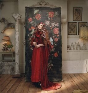 Florence Welch Fashion: on a red dress outfit