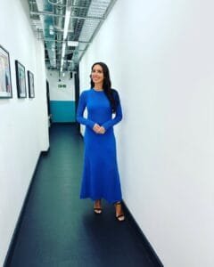 Christine Lampard Dress:in a blue dress