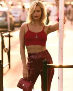 Delevingne Red Outfits: on a red outfit