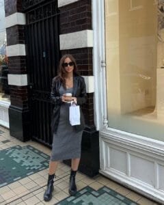 Lucy Watson Dress: on a slit dress