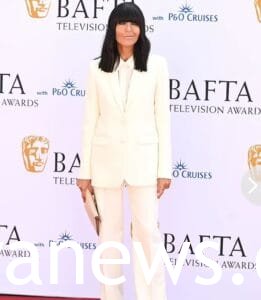 Claudia Winkleman red carpet: stylish suit 