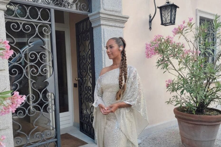 Leona Lewis Dress: on a white dress