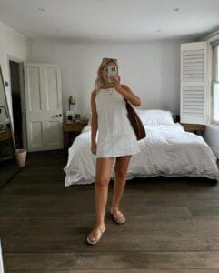 Tanya Burr Dress: in a white short dress