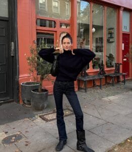 Olivia Neil: on a black fashion outfit