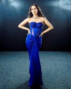 Manushi Chhillar Fashion:in a blue dress